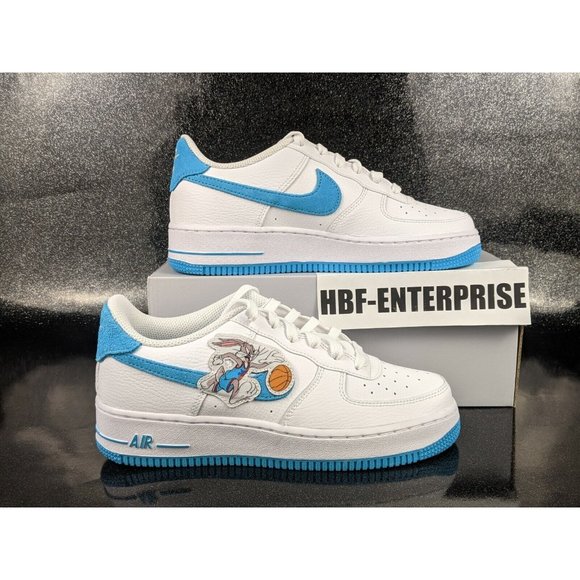 Nike Air Force 1 07 x Space Jam Low Hare Tune Squad White Blue Size 6Y Women 7.5